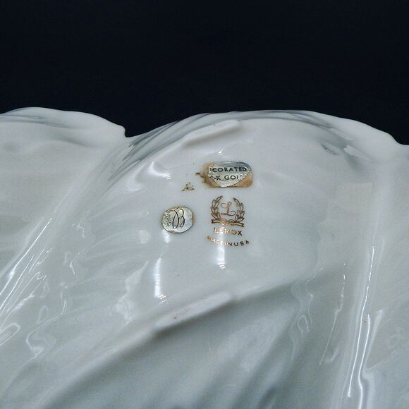 Lenox Tripoli Leaf Three Section Serving Dish Platter 24K Gold Trim Relish USA - Picture 8 of 11